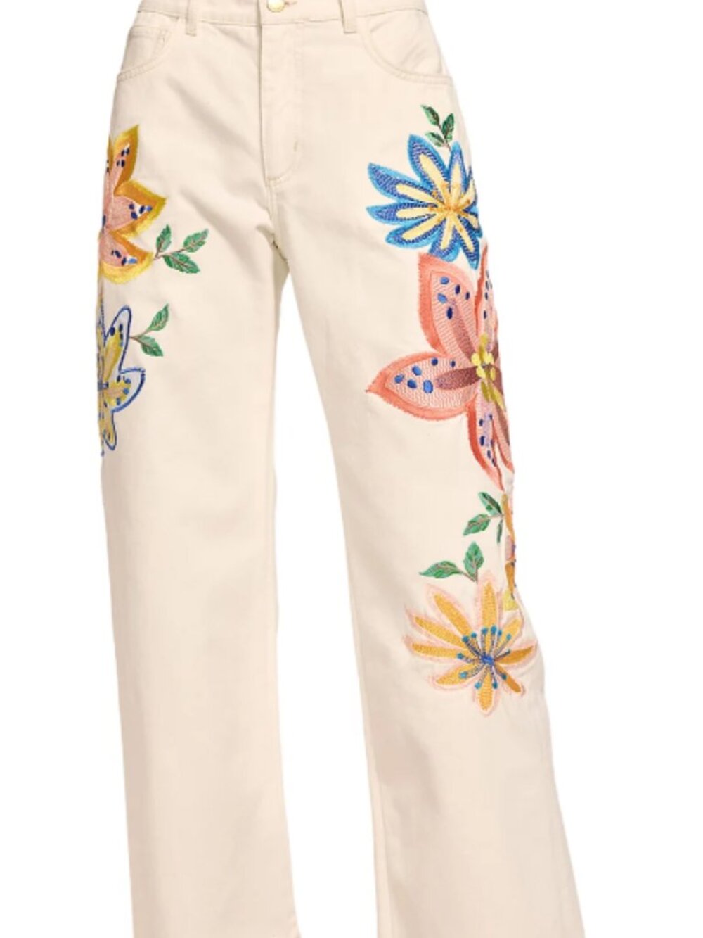 Ramy Brook Embroidered Amber Staight Leg Ankle Jeans Floral  sz 28  NWT NEW
